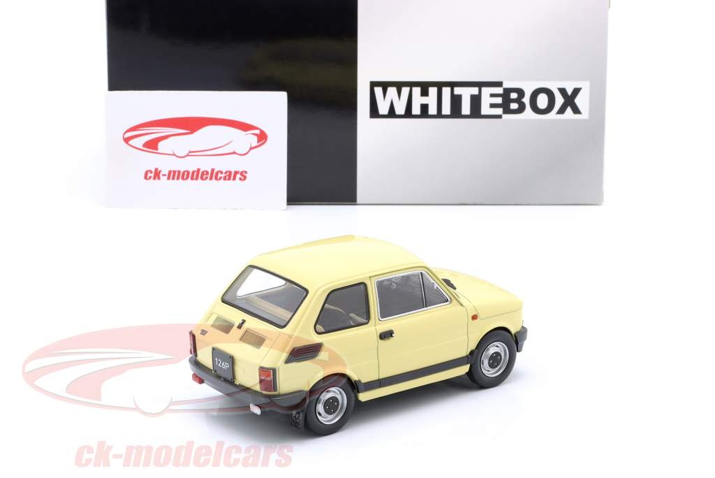 Fiat 126P year 1985 light yellow 1:24 WhiteBox