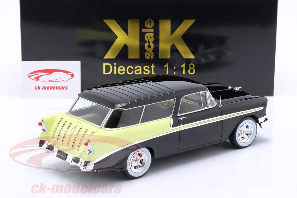 Chevrolet Bel Air Nomad Custom Anno di costruzione 1956 nero / giallo chiaro 1:18 KK-Scale