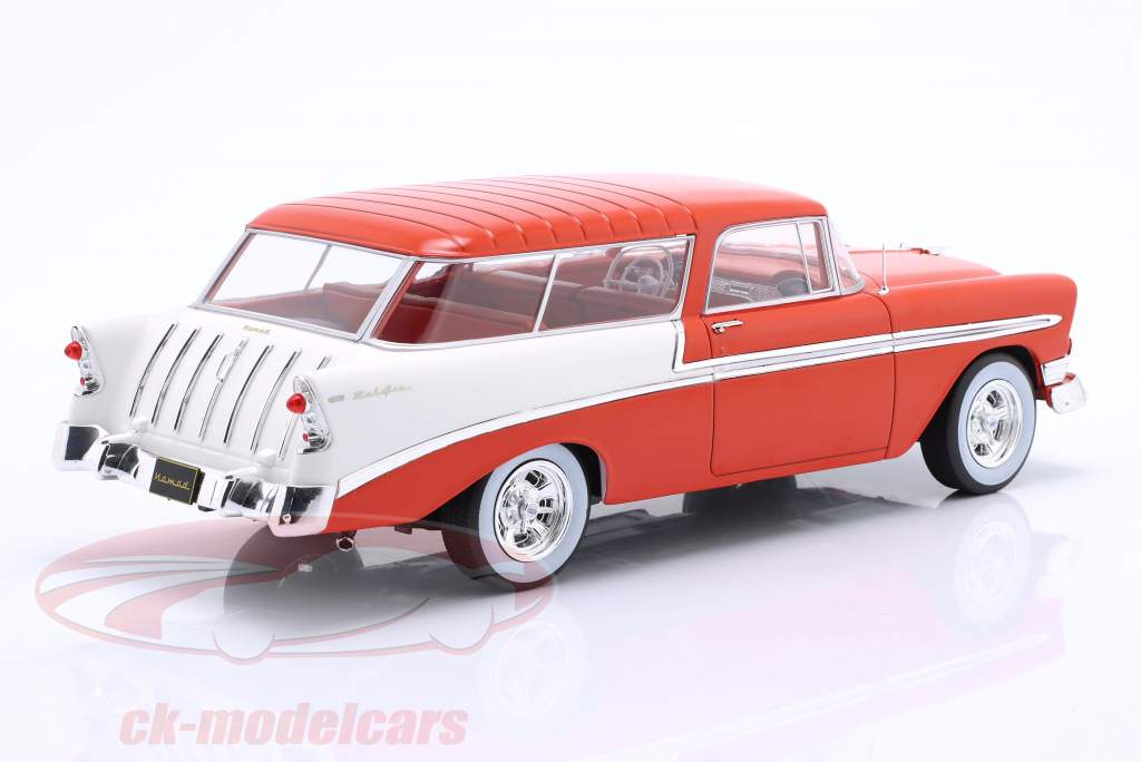 Chevrolet Bel Air Nomad Custom Anno di costruzione 1956 rosso chiaro / bianco 1:18 KK-Scale