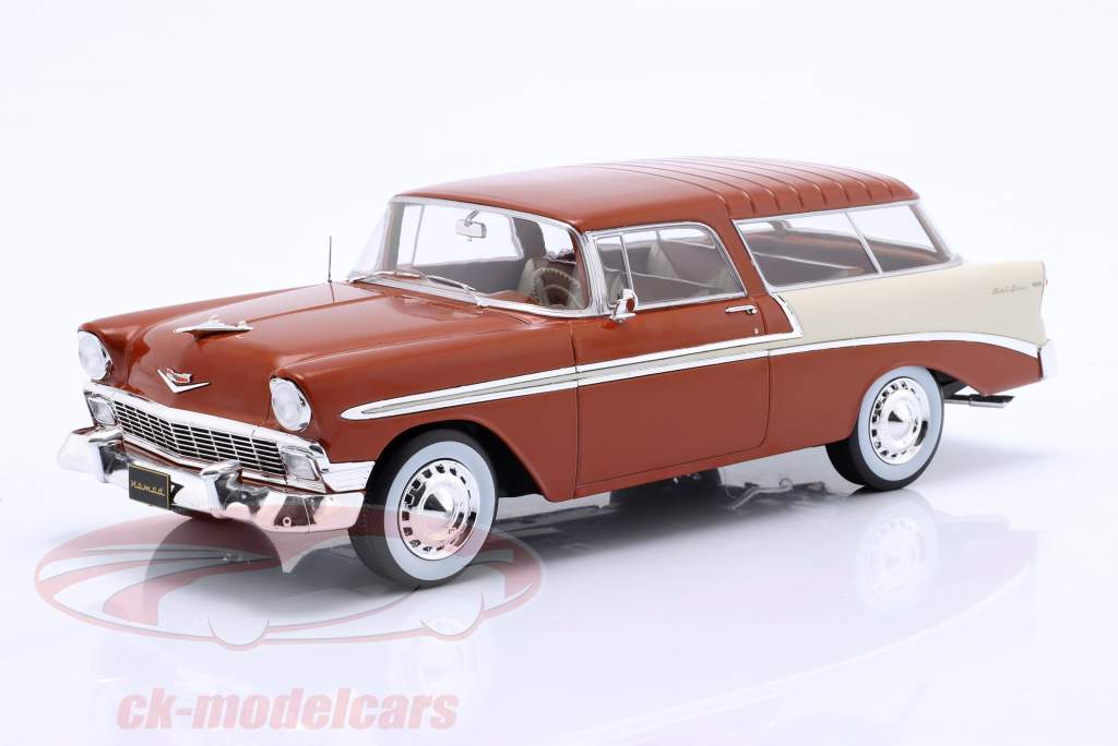 Chevrolet Bel Air Nomad 建設年 1956 茶色 メタリックな / クリーム 白 1:18 KK-Scale