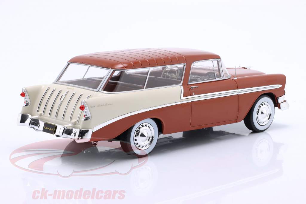 Chevrolet Bel Air Nomad 建设年份 1956 棕色的 金属的 / 奶油 白色的 1:18 KK-Scale