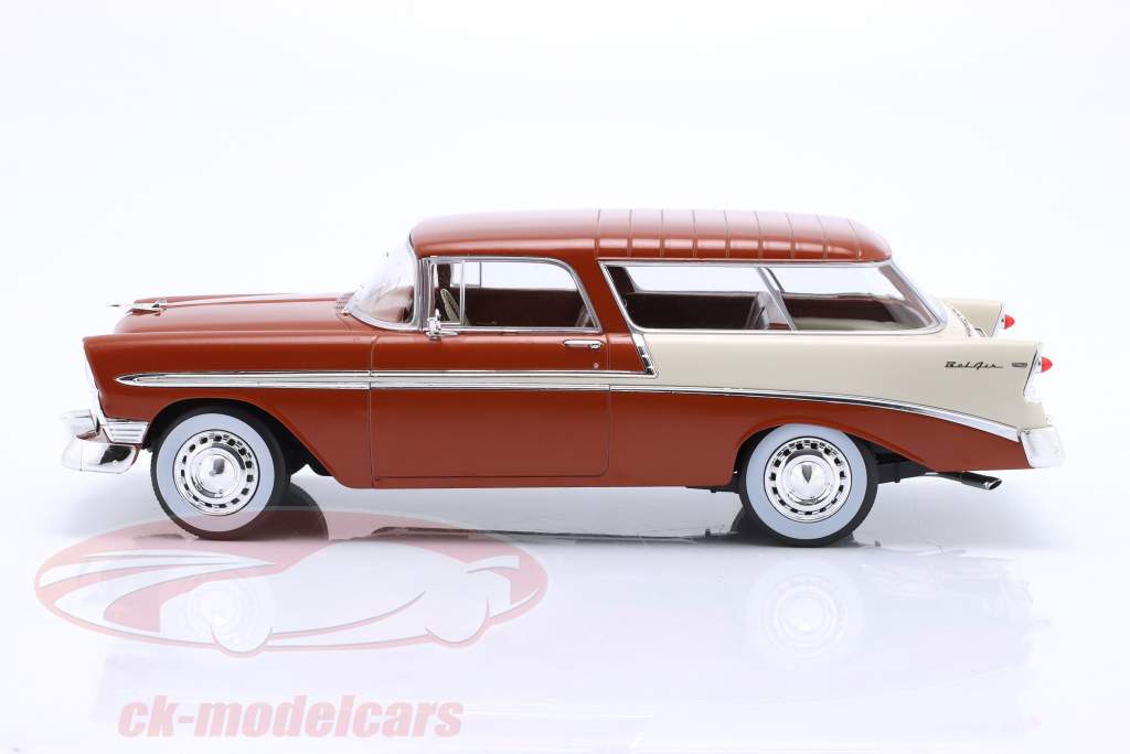 Chevrolet Bel Air Nomad Bouwjaar 1956 bruin metalen / room wit 1:18 KK-Scale