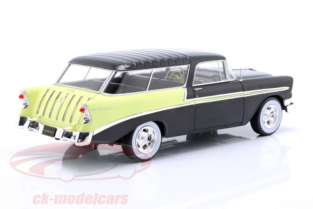 Chevrolet Bel Air Nomad Custom Año de construcción 1956 negro / amarillo claro 1:18 KK-Scale