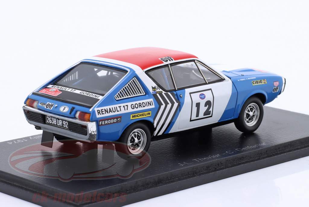 Renault 17 Gordini #12 gagnant Rallye Press-on-Regardless 1974 1:43 Spark