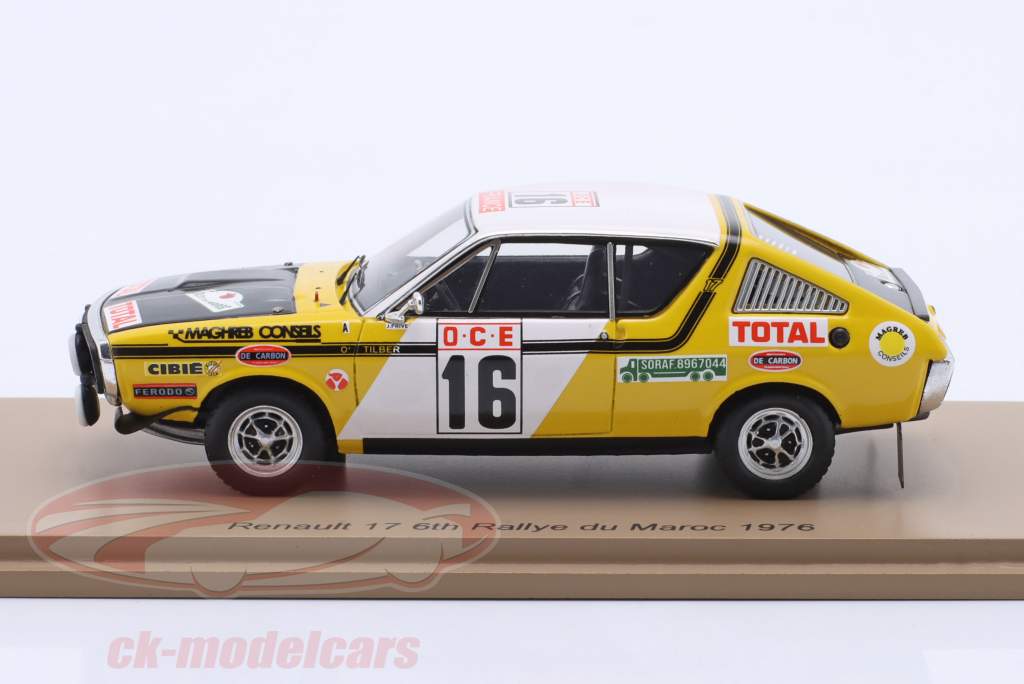 Renault 17 Gordini #16 6° Rallye Marocco 1975 Prive, Tilber 1:43 Spark