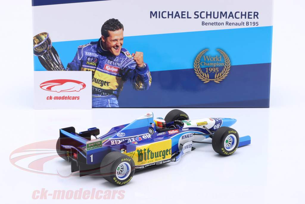 M. Schumacher Benetton B195 #1 ganhador Pacífico GP Fórmula 1 Campeão mundial 1995 1:18 Minichamps