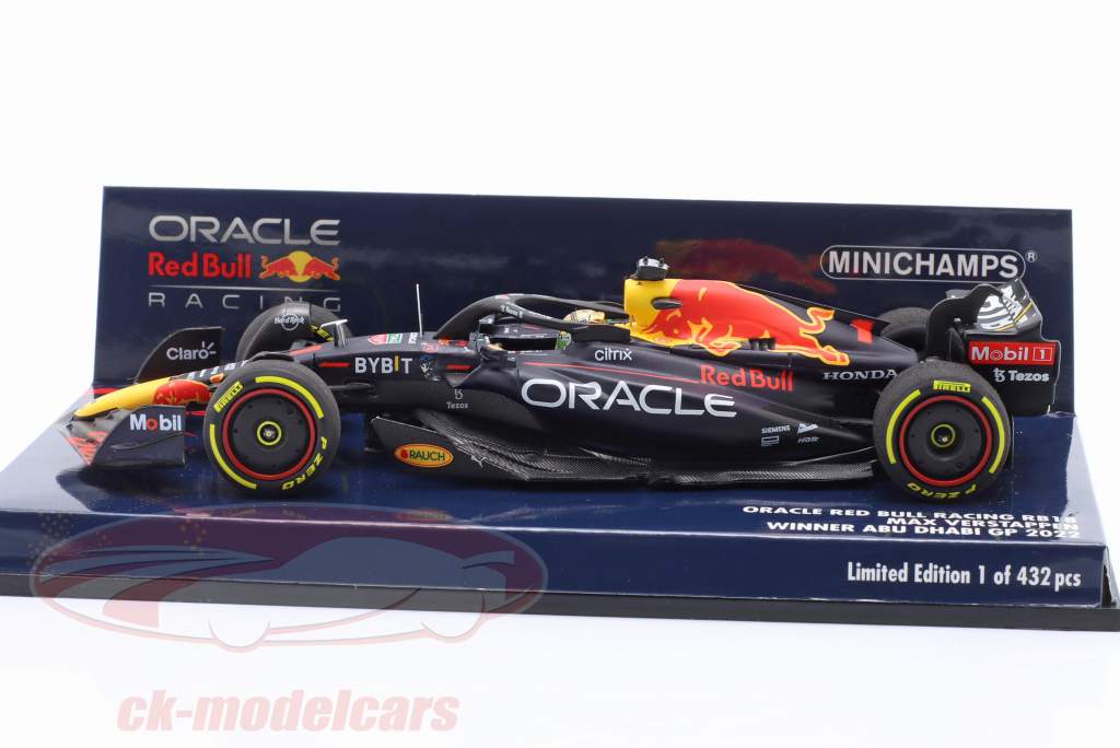 M. Verstappen Red Bull RB18 #1 ganador Abu Dhabi GP fórmula 1 Campeón mundial 2022 1:43 Minichamps