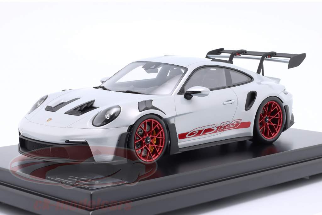 Porsche 911 (992) GT3 RS Byggeår 2022 isgrå metallic / Pyro rød 1:12 Spark