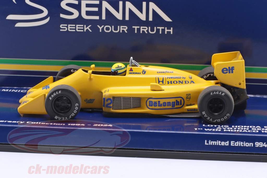 Ayrton Senna Lotus 99T Snavset version #12 vinder Monaco GP formel 1 1987 1:43 Minichamps