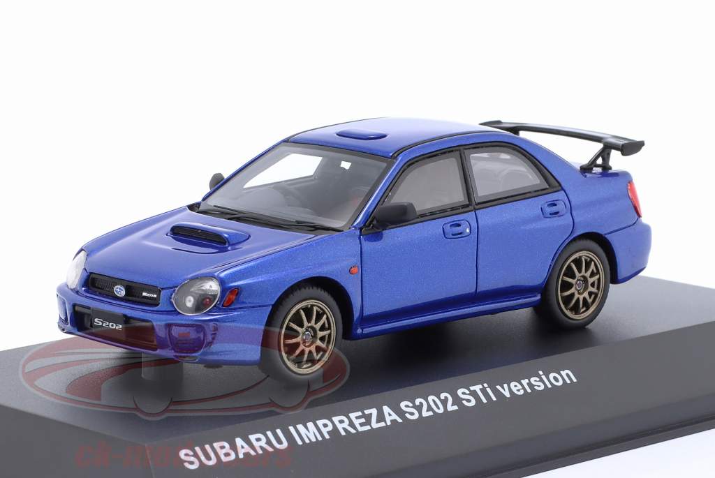 Subaru Impreza S202 STi Byggeår 2002 blå metallisk 1:43 Kyosho