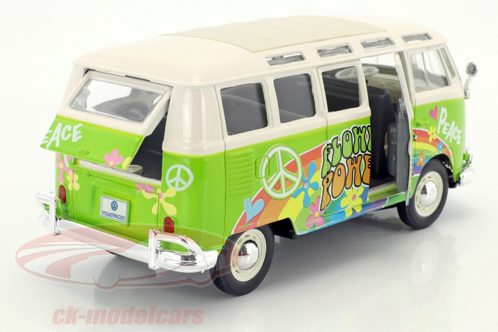 Maisto 1:24 Volkswagen VW T1 Samba Bus Hippie Line Flower Power bright ...