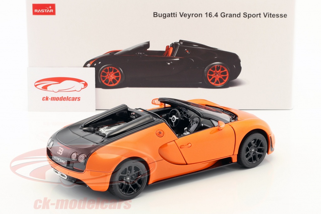 Rastar 1:18 Modellauto RAT43900or / CK23118 16.4 Vitesse orange Bugatti schwarz Veyron Grand CK23118 Sport