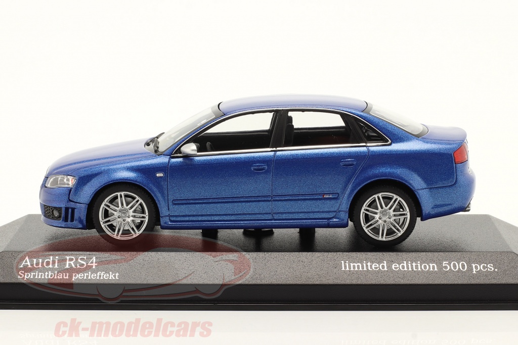 Minichamps 1:43 Audi RS4 year 2004 blue metallic 943014603 model car  943014603 4012138753952