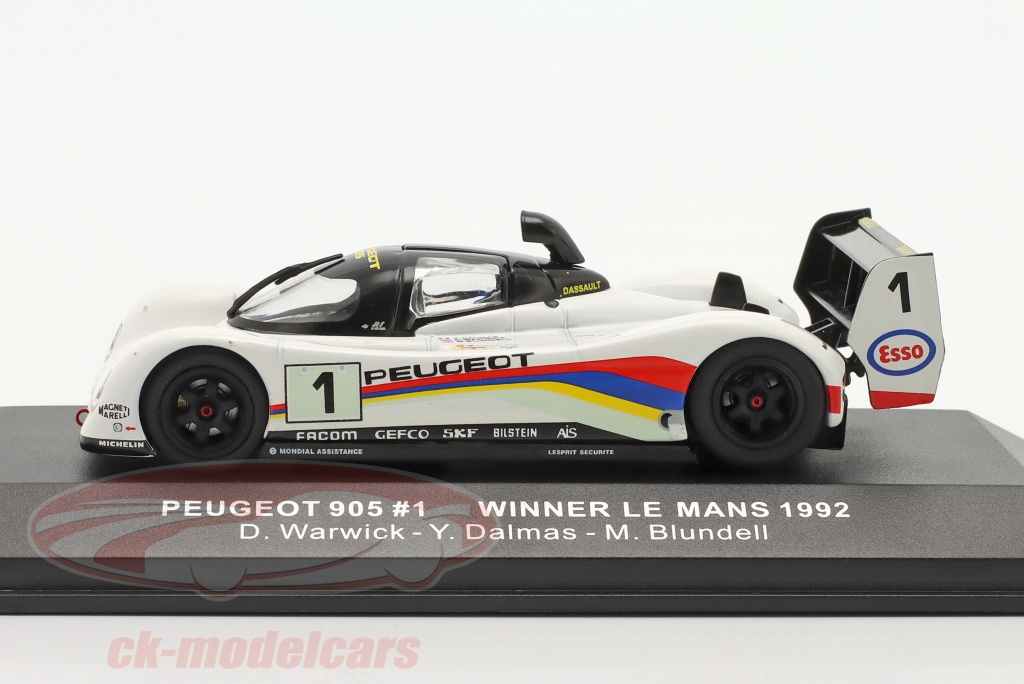 Ixo 1:43 Peugeot 905 #1 勝者 24h LeMans 1992 Dalmas, Warwick 
