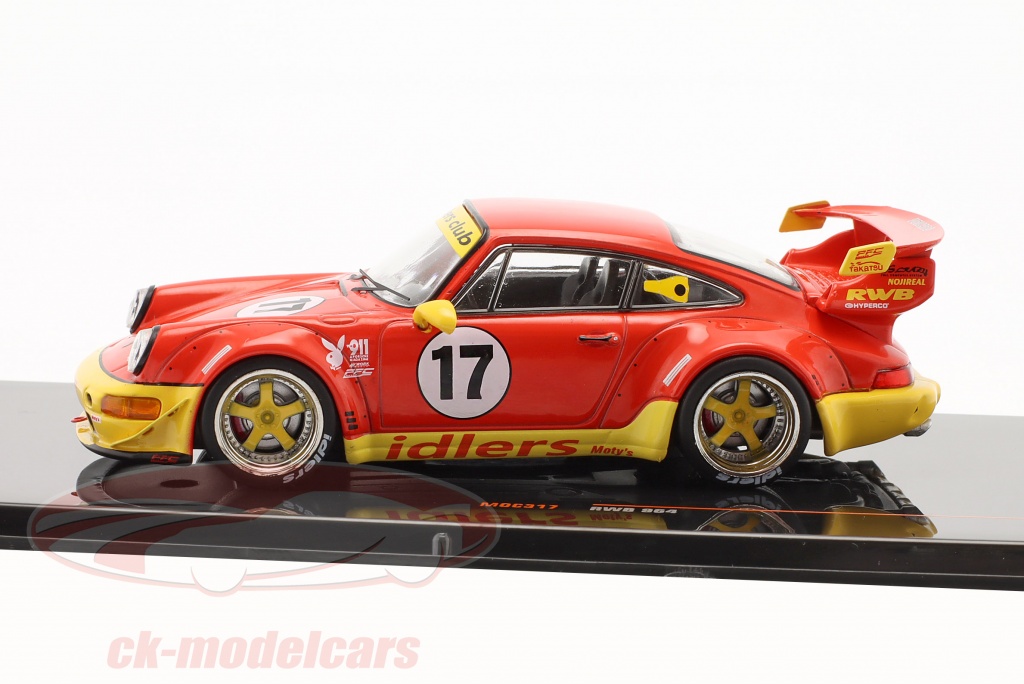 Ixo 1:43 Porsche 911 (964) RWB #17 赤 / 黄色 MOC317 モデル 車