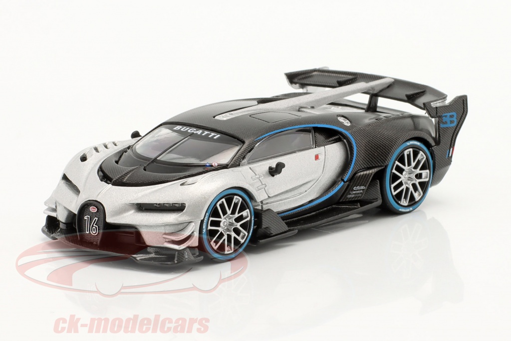 True Scale 1:64 Bugatti 4895183698443 / schwarz silber MGT00369L Vision Gran MGT00369L Turismo Modellauto