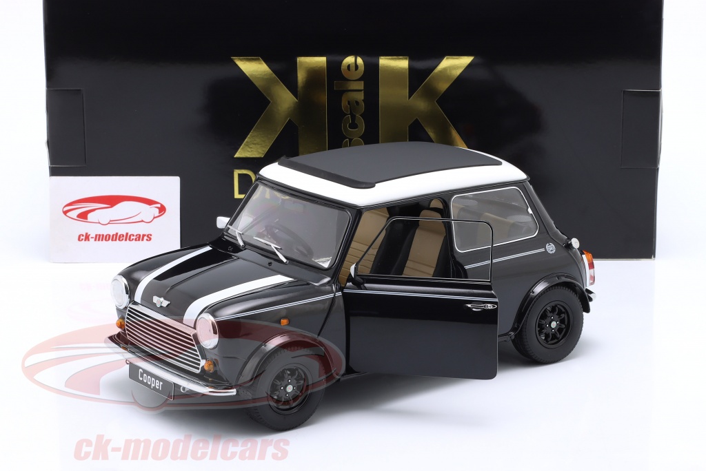 KK-Scale 1:12 Mini Cooper with sunroof black metallic / white RHD  KKDC120072R model car KKDC120072R 4260699762696
