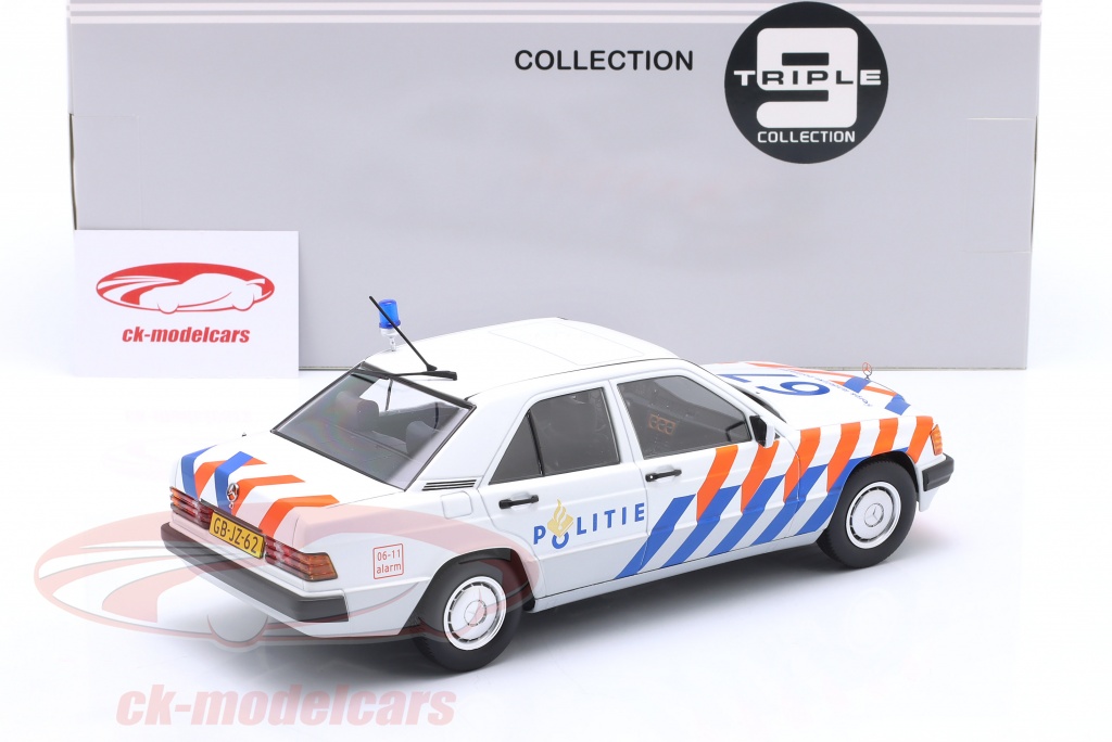 Triple9 1:18 Mercedes-Benz 190 (W201) police Pays-Bas 1993 blanc 