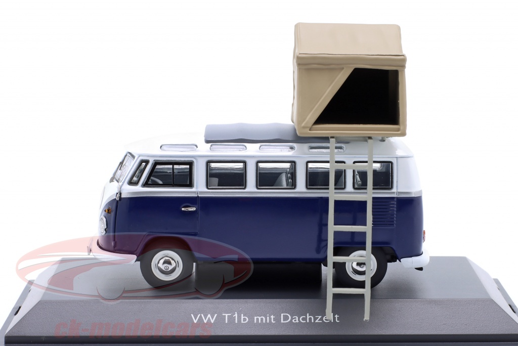 Schuco 1:43 Volkswagen VW T1 バス と ルーフテント 青 / 白 シュコ