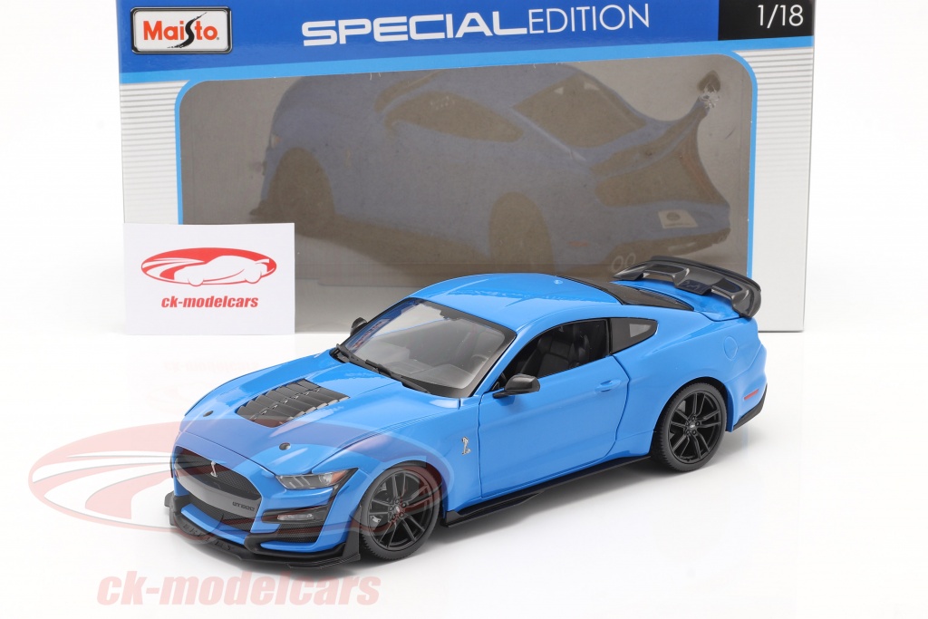 Maisto 1:18 Ford Mustang Shelby GT500 建設年 2020 青 31452B モデル