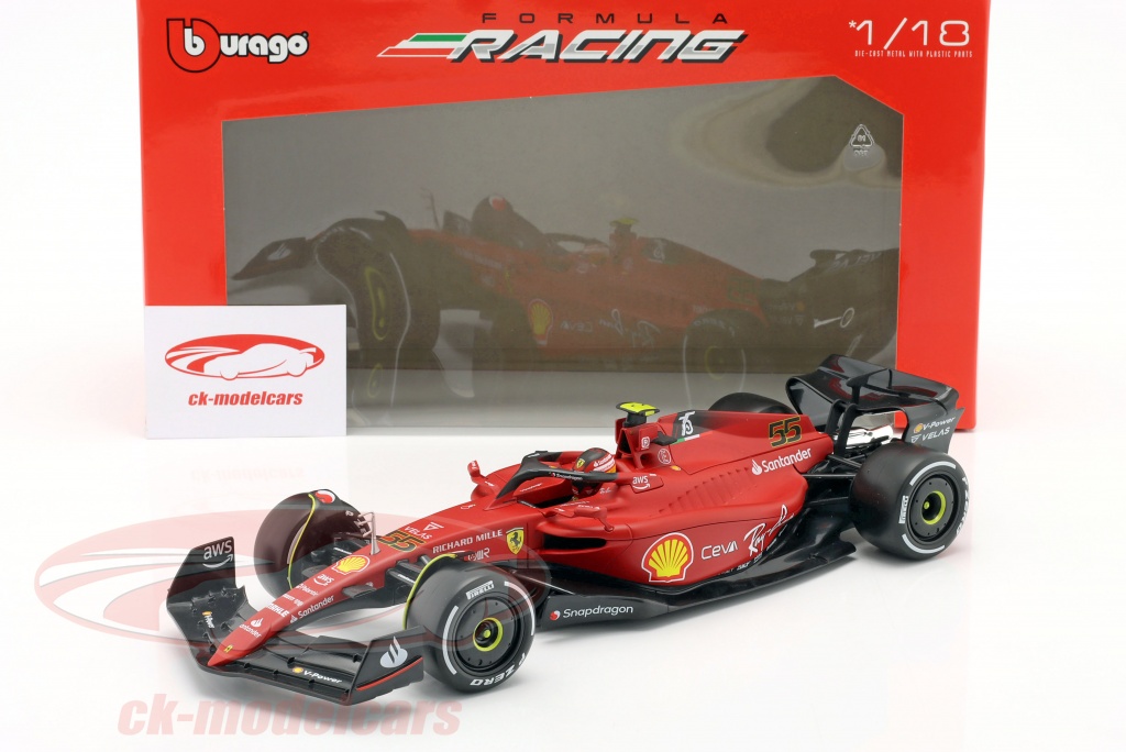 Bburago 1:18 Carlos Sainz jr. Ferrari F1-75 #55 formula 1 2022 18 