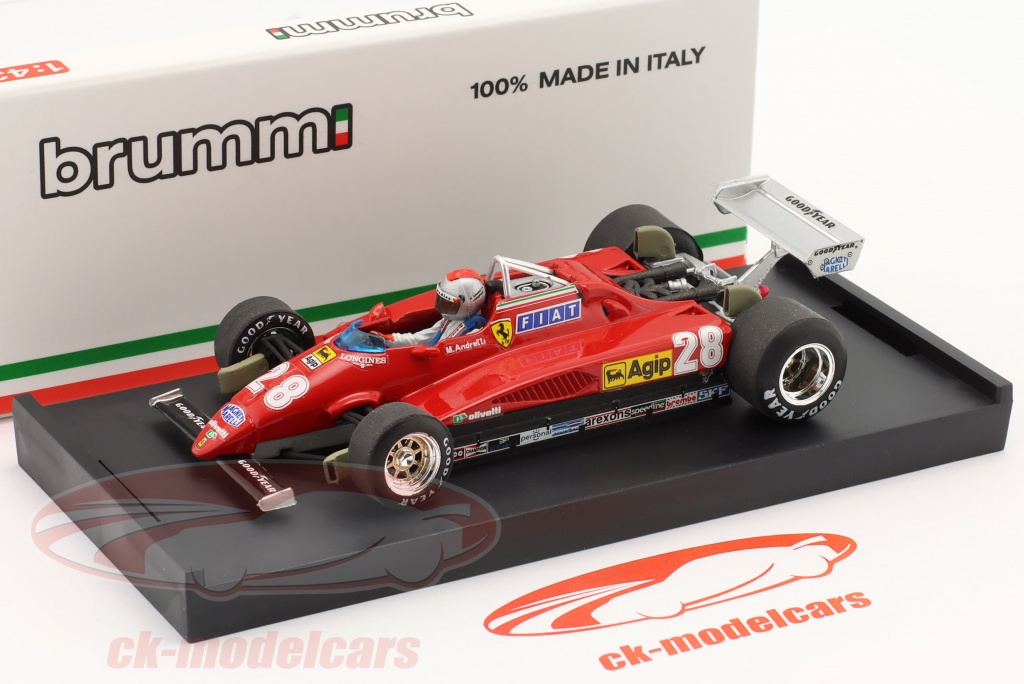 Mario Andretti Ferrari 126C2 #28 3位 イタリアの GP 式 1 1982 1:43 Brumm