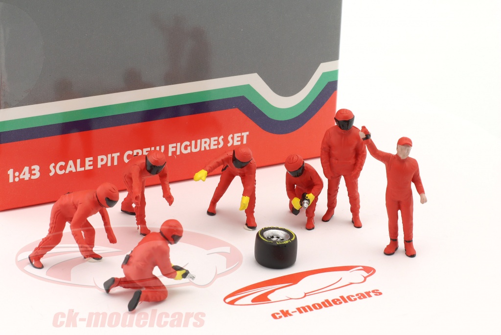 AMERICAN DIORAMA 1/18 - FIGURINES F1 Pit Crew Figures Set 3 Team Red