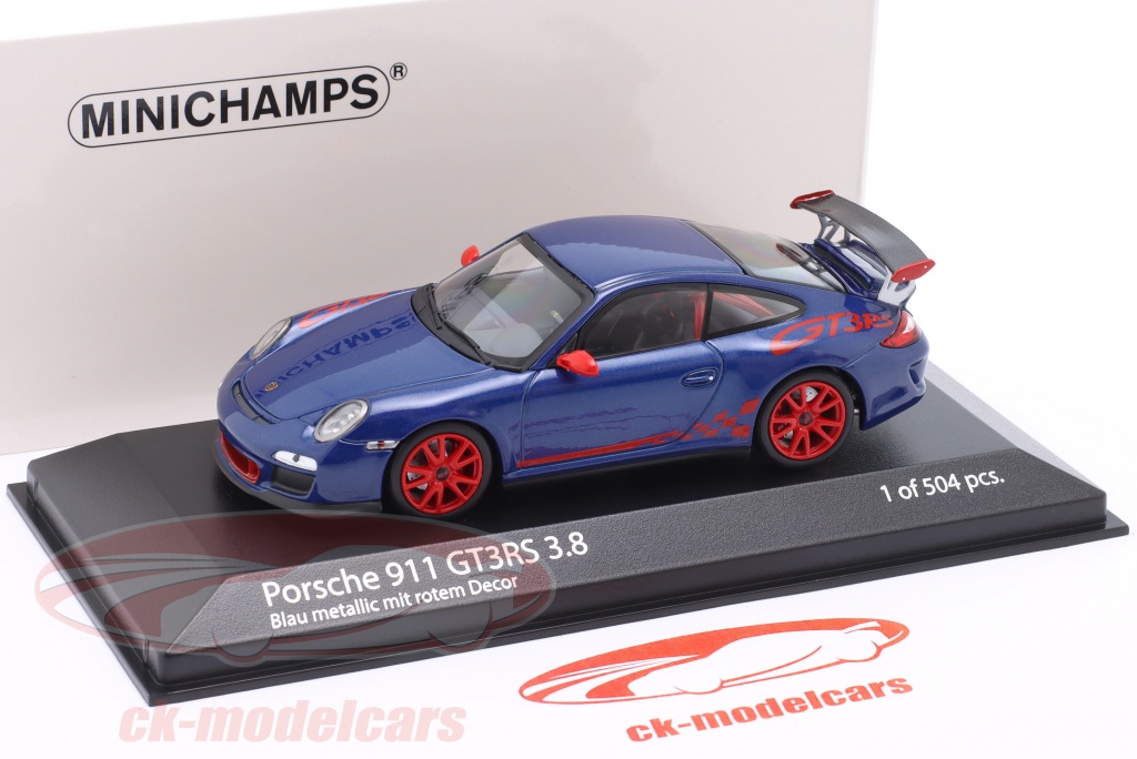 Minichamps 1:43 Porsche 911 (997.II) GT3 RS 3.8 建設年 2009 青