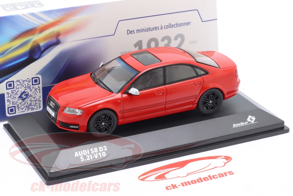 Audi S8 (D3) 5.2l V10 建設年 2010 赤 1:43 Solido