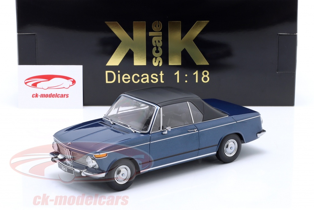 KK-Scale 1:18 BMW 2002 カブリオレ 建設年 1971 濃紺 メタリックな ...