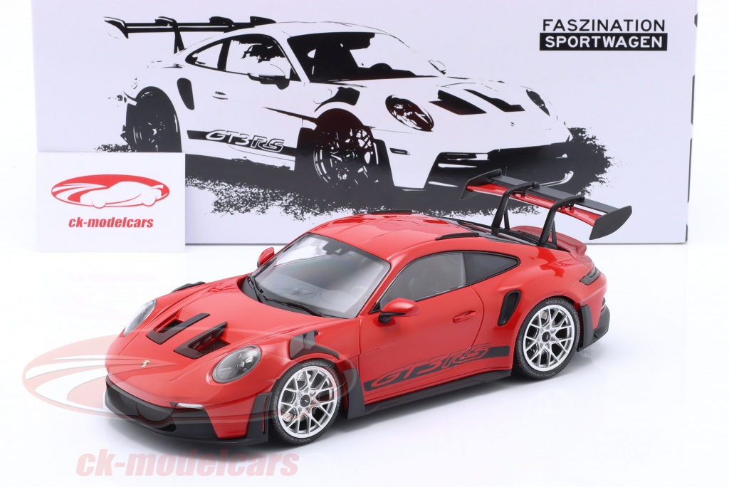 Minichamps 1:18 Porsche 911 (992) GT3 RS 2023 警備員 赤 / 銀 リム ...
