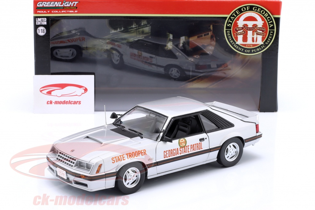 Greenlight 1:18 Ford Mustang GT Georgia State Patrol 1982 silver 